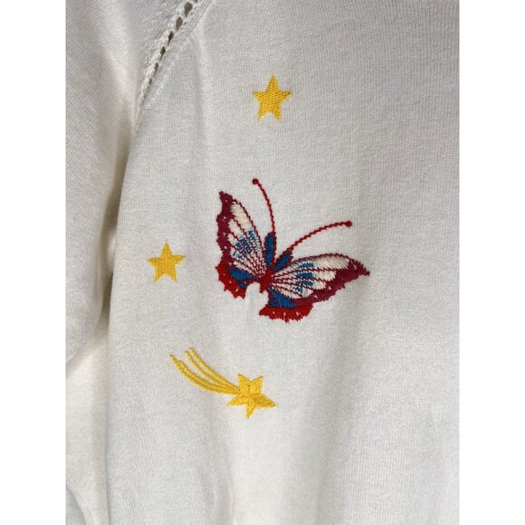 JOHNNY WAS Women's Cream Whimsical Cashmere Blend Sweater Top Small - Picture 2 of 5